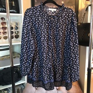 LOFT Border Print Chiffon Blouse